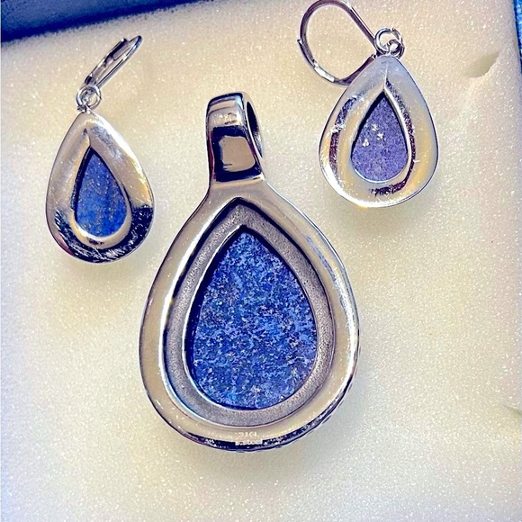 New Bold Blue Lapis Lazuli Pendant & Earring Jewelry Set - Picture 2 of 5